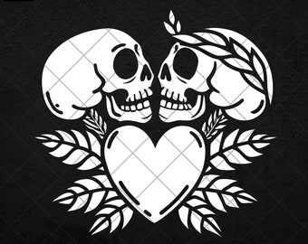 Skull Lovers SVG: Gothic Couple Clipart (Digital Download)