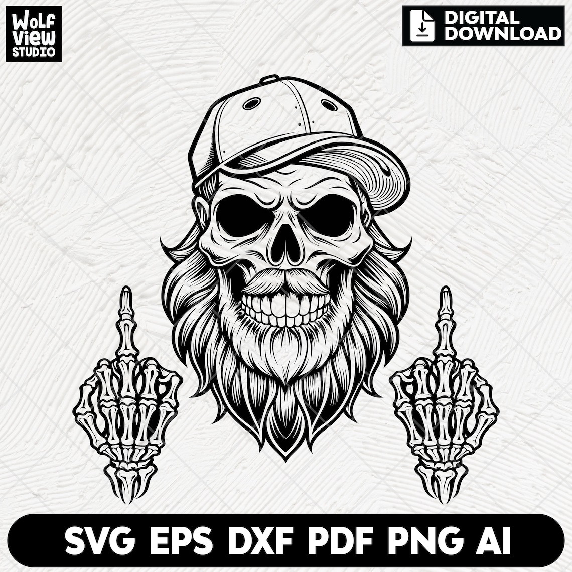 Skull Rude Skull Middle Finger SVG Clipart: Skeleton Hand (digital Download) - Etsy