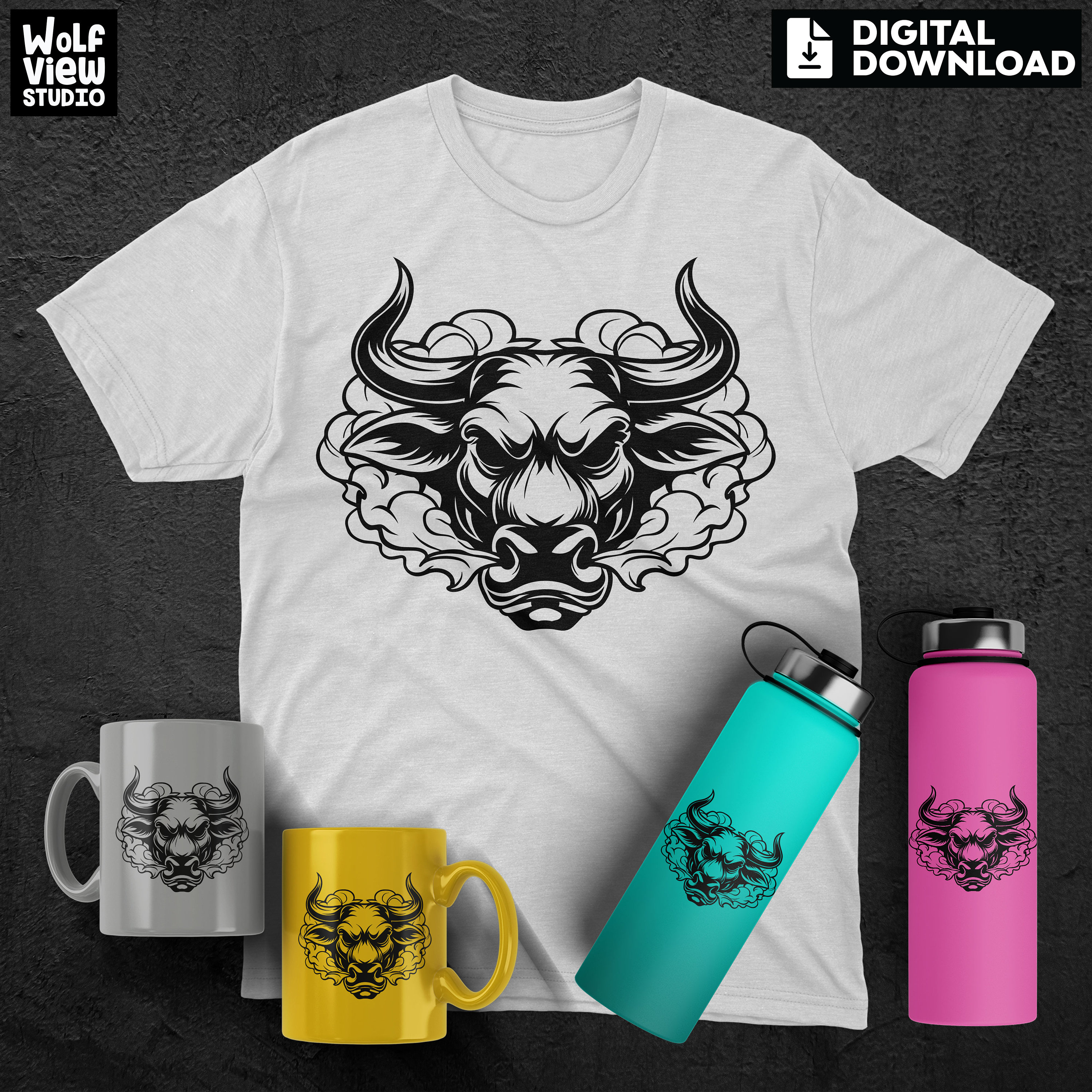 Angry Bull Head SVG: Bull Clipart Design (digital Download) - Etsy