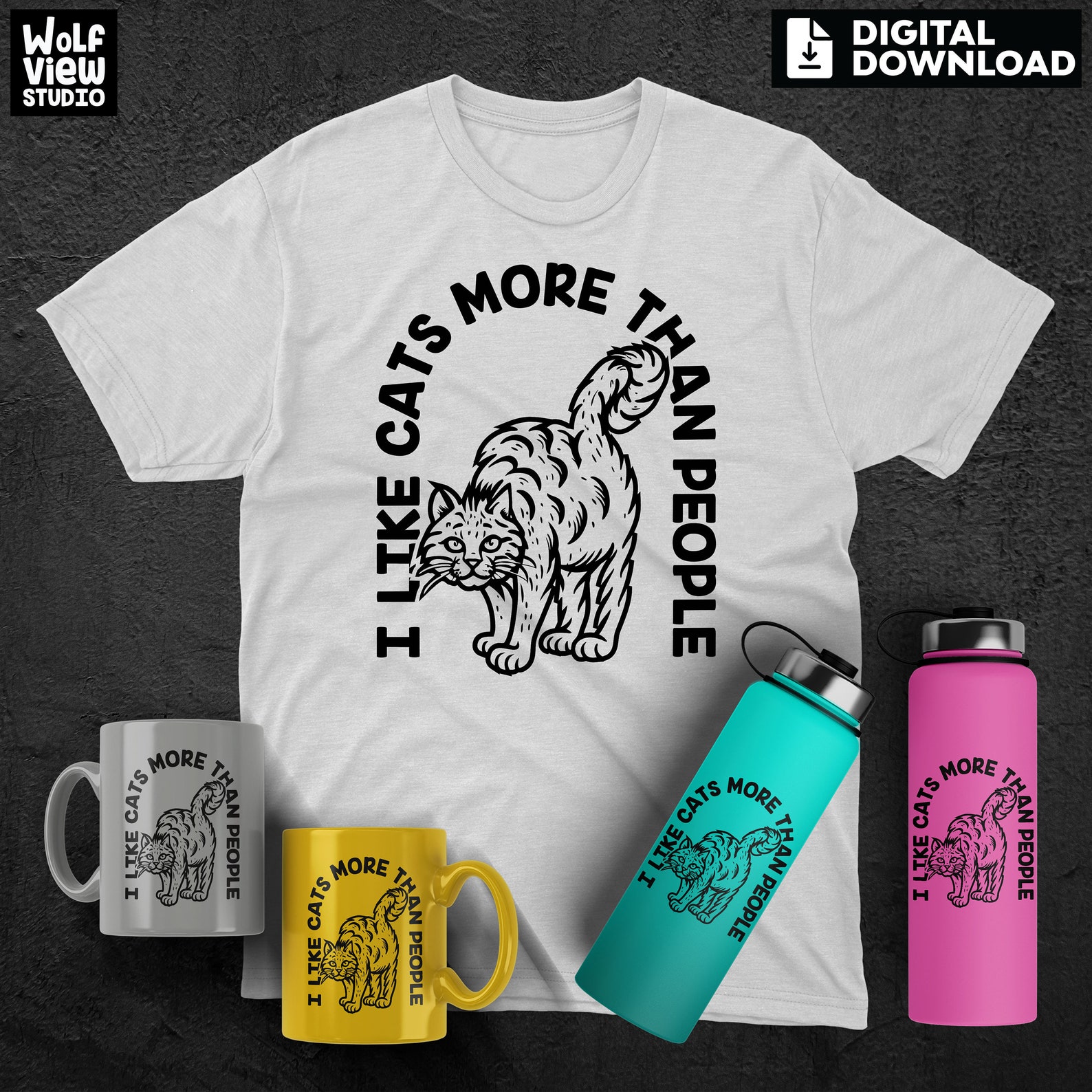 I Like Cats More Than People SVG, Funny Cat Lover Design (digital ...