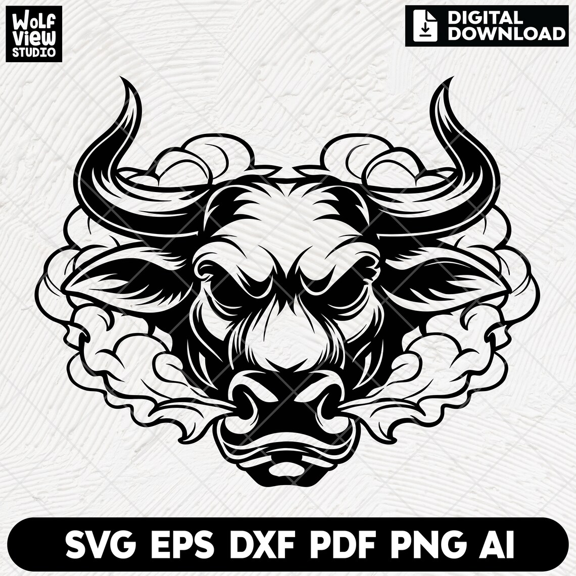 Angry Bull Head SVG: Bull Clipart Design (digital Download) - Etsy