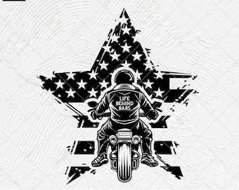 US Biker Motorcycle Rider SVG: Life Behind Bars Design (Digital Download)