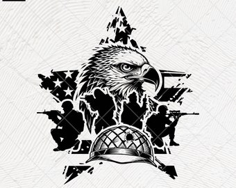 Patriotic Eagle Soldier SVG: US Military Clipart (Digital Download)