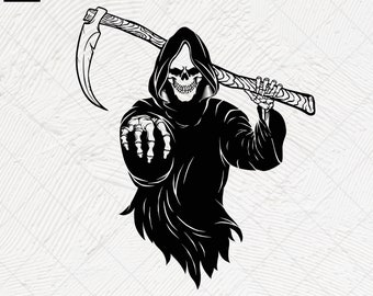 Sensenmann SVG: Horror Skelett Schnittdatei (Digitaler Download)