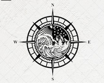 Compass & Mountains SVG: Traveler Cut Files (Digital Download)