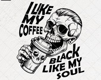 Skeleton Drinking Coffee SVG: Skull Halloween Design (Digital Download)