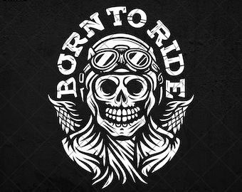 Born To Ride Skull Biker SVG Clipart (Digital Download)
