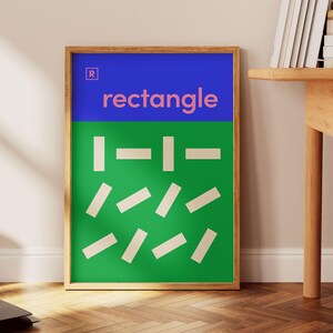 Retro Bauhaus-Stil Print, Form Rechteck Sprinkle Poster, Geometrische Kinder Wandkunst, Bold Minimal, Wort Typografie, Cooles Haus und Zimmer Dekor