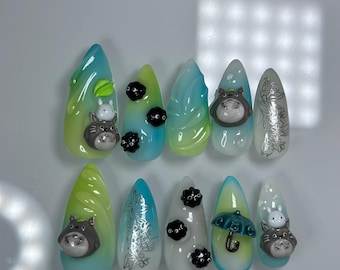 Totoro Anime inspiriert 3D Press on Nail Set