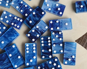 Ozean Harz Domino Set | 28 Teile Küstenbrandung inspiriertes Spiel | Ocean Art Tabletop Dekor