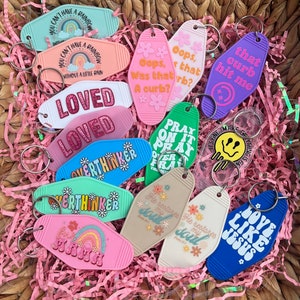Retro Motel Keychain | Faith-Based & Encouraging Keychains | Cute Gifts for Her | Perfect for Car and House Keys | Great Stocking Stuffers