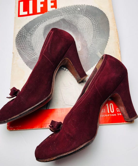 1940’s Burgundy Pumps - image 5