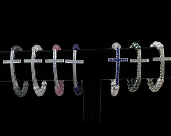 Beaded stretch cross bracelets