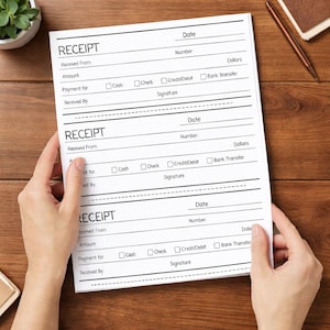 Printable PDF Receipt Template. Customer Receipt, Digital Receipt. Rent Receipt Template for Landlord, Small Business Receipt.