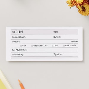 Simple A4 Printable PDF Receipt Template. Customer Receipt, Digital Receipt. Rent Receipt Template for Landlord, Small Business Receipt
