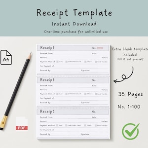 Payment Receipt Template |  Digital Instant Download| Rent Receipt for Landloard| Receipt Template | Payment Receipt |Lifetime Access| PDF