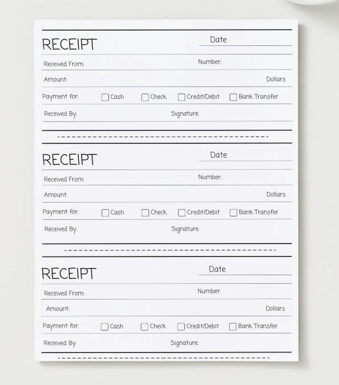 Printable PDF Receipt Template. Customer Receipt, Digital Receipt. Rent ...