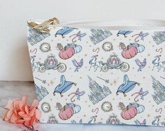 Cinderella Makeup Travel Bag Organizer, Disney Tote Bag, Cosmetic Bag, Kids Pencil Bag, Coin Purse Zipper Pouch, Make Up Case Gift for Women
