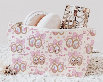 Coquette Disney Makeup Bag, Mickey & Minnie Pouch, Zipper Travel Tote, Cosmetic Organizer, Kids Pencil Case, Stationary, Womens Toiletry Bag