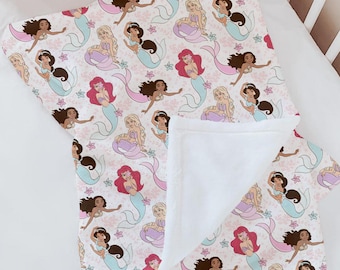 Disney Princess Baby Blanket, Plush Mermaid Quilt, Kids & Adult Travel Throw, Crib Blankets, Soft Sherpa Blanket for Baby Shower Gift