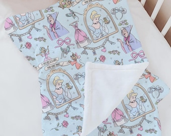 Couverture de voyage Princesse Disney, jeté de lit Cendrillon, décoration de chambre de fille, accessoires pour la maison Disney, couverture pour bébé fille cadeau baby shower