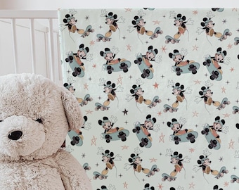 Disney Mickey Baby Blanket, Plush Mickey Mouse Quilt, Kids & Adult Travel Throw, Crib Blankets, Soft Sherpa Blanket for Baby Shower Gift