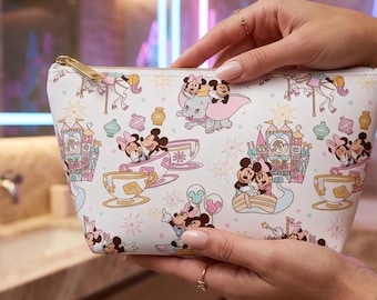 Mickey & Minnie Travel Zipper Pouch, Disney Makeup Bag, Cosmetic Organizer, Kids Pencil Case, Magical Stationary, Women's Toiletry Bag Gift