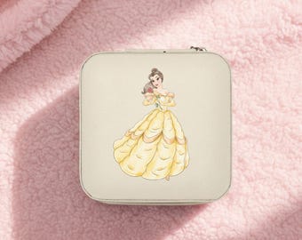 Skönheten och Odjuret Smyckesresefodral, Personligt Disney Smyckeskrin, Anpassat Smyckeskrin, Resetillbehör, Present till Kvinnor och Flickor