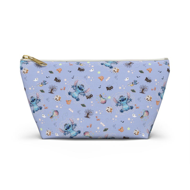 Stitch Halloween Makeup Bag, Cute Spooky Travel Pouch, Fall Cosmetic Organizer, Stitch Spiderweb Theme Park Inspired Gift image 7