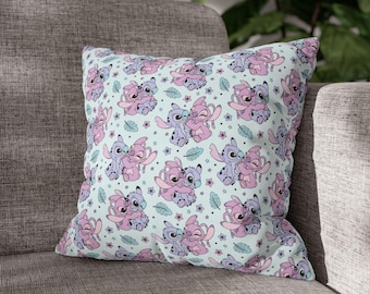 Funda de almohada Kilim de Stitch, decoración infantil de Stitch y ángel, dormitorio infantil, decoración del hogar de Disney, cojín decorativo para sofá de Lilo y Stitch