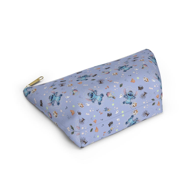Stitch Halloween Makeup Bag, Cute Spooky Travel Pouch, Fall Cosmetic Organizer, Stitch Spiderweb Theme Park Inspired Gift image 6