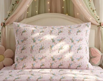 Tinkerbell kussensloop voor meisjes, Disney Fairy Sham, roze beddengoedset voor peuters, Disney kinderkamer decor, leuk logeerpartijtje accessoire cadeau