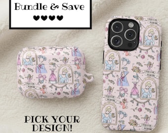 Disney Handyhüllen, iPhone 14 15 16 Pro Hülle, Coquette Cinderella, iPhone 17 Hülle, Tough Case, Airpod Hülle, Mickey AirPods 1 2 3 4