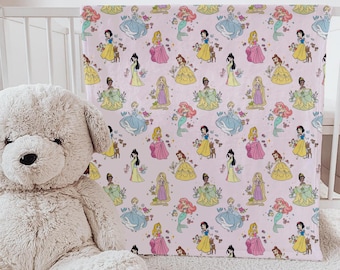 Jeté Princesses Disney, couverture de voyage Cendrillon, décoration d'intérieur, couverture La Belle et la bête, couverture rose pour bébé, cadeau baby shower
