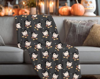 Musse Pigg Halloween-spökfilt, Disney-höstfilt med pumpa och stjärnor, mjuk svart fleecefilt för läskiga säsongsdekorationer och mysiga kvällar