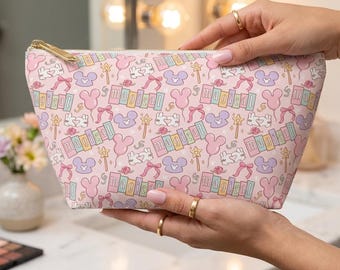 Magical Disney Makeup Bag, Pink Coquette Zipper Pouch, Minnie Travel Organizer, Kids Stationary Pencil Case, Mickey Tote Bag, Coin Purse
