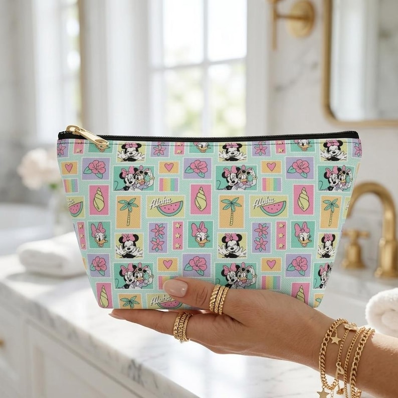 Minnie Mouse Travel Zipper Pouch, Disney Makeup Bag, Cosmetic Organizer, Kids Pencil Case, Magical Stationary, Women's Toiletry Bag Gift