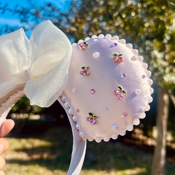 Rhinestone Cherry Mickey Ears, Disney Mouse Ear, Disney Princess Ears, Disney Ears For Women & Kids, Minnie Mouse Ears, Valentine Gift