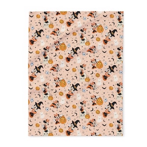 Minnie Mouse Halloween-deken, Disney-heks Minnie op grafsteenworp, schattig oranje spookachtig seizoen fleecedeken, gezellig Disney herfstcadeau afbeelding 5