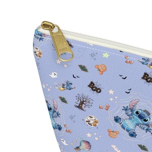 Stitch Halloween Makeup Bag, Cute Spooky Travel Pouch, Fall Cosmetic Organizer, Stitch Spiderweb Theme Park Inspired Gift image 8