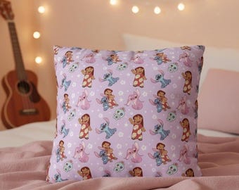 Funda de almohada de Disney, decoración del hogar de Disney, cojín para sofá, decoración de guardería, funda de almohada decorativa, almohada de Disney, Lilo y Stitch Killim