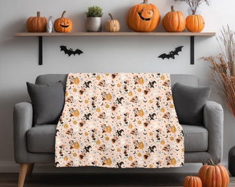 Minnie Mouse Halloweenfilt, Disney Häxa Minnie på Tombstone-filt, Söt Orange Fleecefilt med Spöksäsong, Mysig Disney Höstgåva