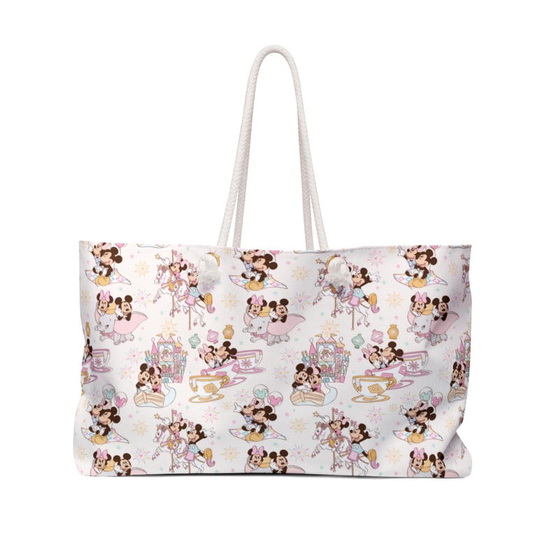 Mickey Tote Bag, Disney Beach Bag, Minnie Mouse Shoulder Bag, Large Weekender Travel Bag, Custom Family Trip gift for Women & Kids