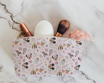 Mickey Valentines Day Makeup Bag, Disney Travel Pouch, Disney Cosmetic Bag, Minnie Mouse Pencil Organizer, Disney Toiletry Case Gift for Her