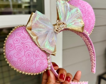 Orejas de la Bella Durmiente de Disney, Orejas de la Princesa Aurora de Mickey, Orejas de Princesa Rosas para Adultos y Niños, Diadema personalizada de Minnie Mouse, Orejas de Cumpleaños
