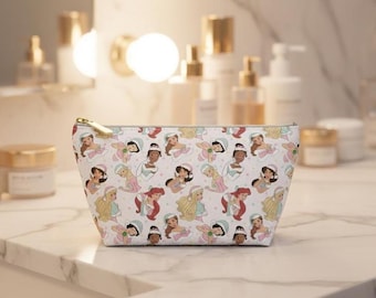 Disney Princess Christmas Makeup Bag Pink Holiday Travel Pouch Coquette Disney Cosmetic Case Princess Christmas Gift Stocking Stuffer