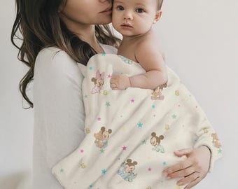 Mickey Baby Blanket, Gender Neutral Baby Shower Gift, Customizable Blanket, Disney Blanket, Disney Home Decor, Minnie Mouse Sherpa Blanket
