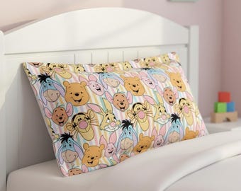 Winnie the Pooh Microfiber Pillow Sham for Kids, Toddler Bedding, Disney Kids Room Decor, Gift for Children, Girl Fun Sleepover Accessory