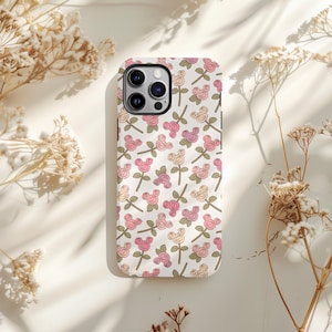 Disney Valentines Day Mickey Rose Phone Case iPhone Samsung Google Pixel Cover Disney Pink Floral Heart Phone Disney Valentines Gift for Her