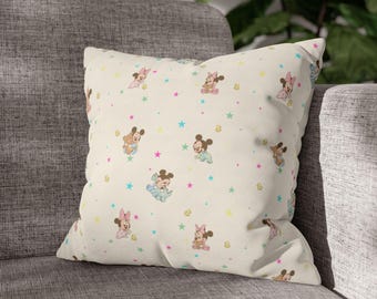 Mickey Kilim Pillow Cover, Minnie Mouse Nursery Decoration, Kids Bedroom, Disney Home Decor, Decorative Mickey & Minnie Couch Throw Pillow